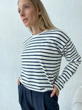 Classic striped long sleeve cotton t-shirt - View 8 | WEUXS