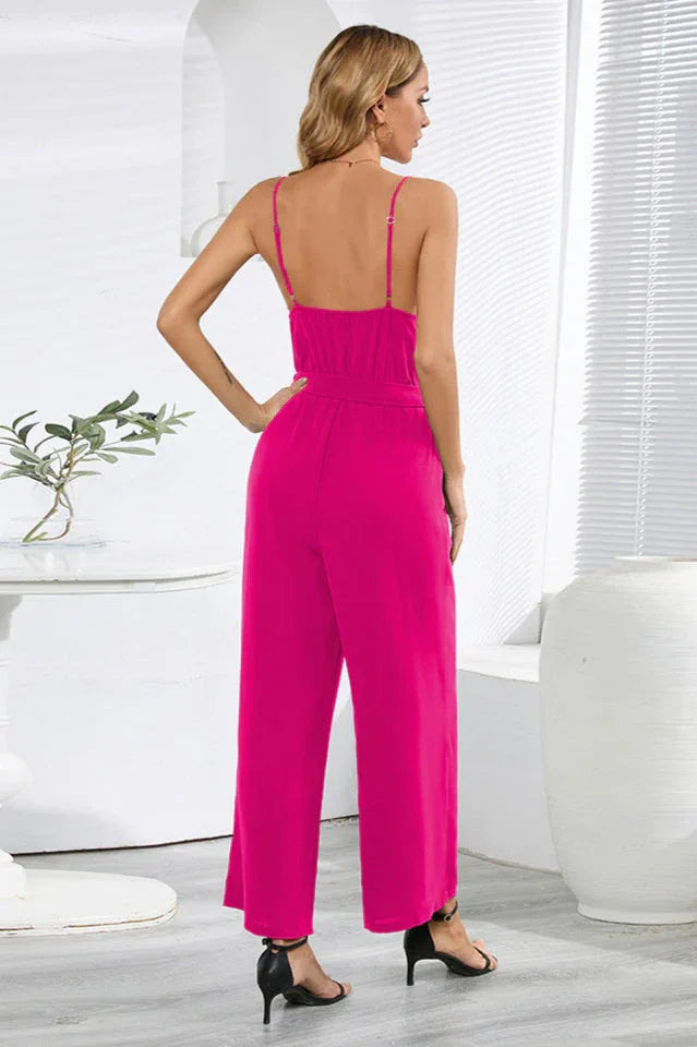 Women's Wide Leg Jumpsuit with Tie Waist Secondary image