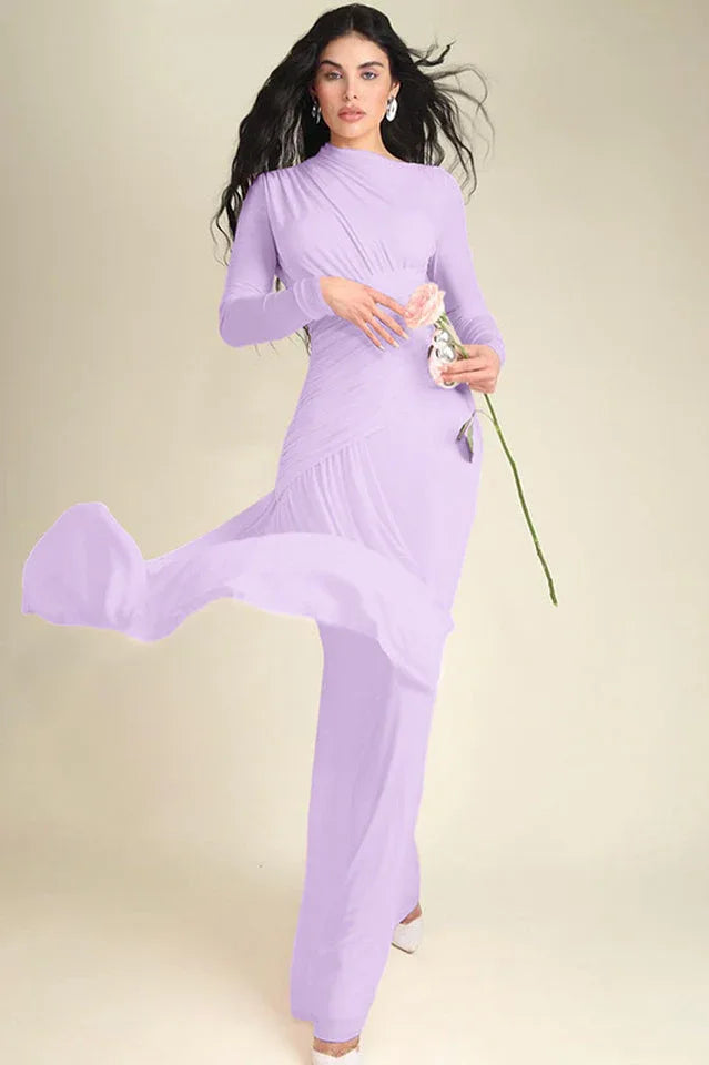Asymmetric Ruched Maxi Dress - View 18 | WEUXS