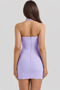 Alyssa Orchid Crepe Plunge Mini Dress | Dress In Beauty