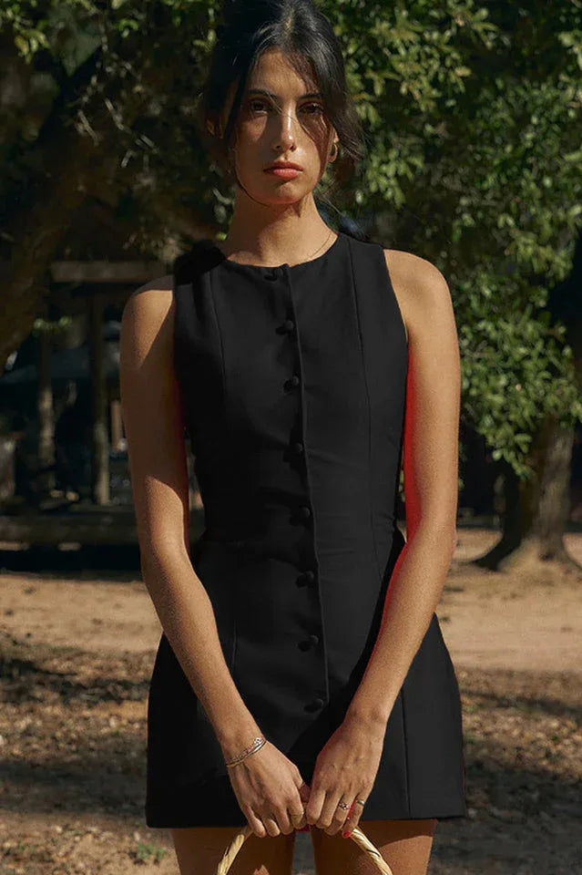 Fit and Flare Linen Blend Dress - View 7 | WEUXS