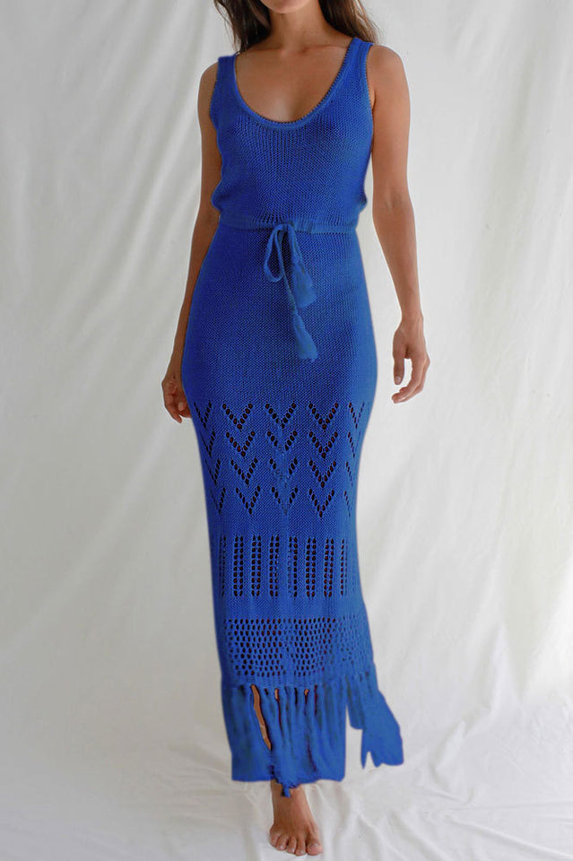 Tassel Hem Crochet Knit Cover Up Dress | Dress In Beauty
