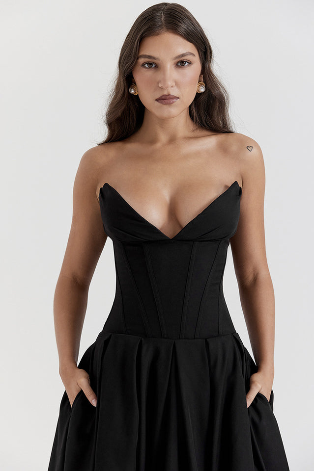 Lady Black Strapless Midi Dress | Dress In Beauty