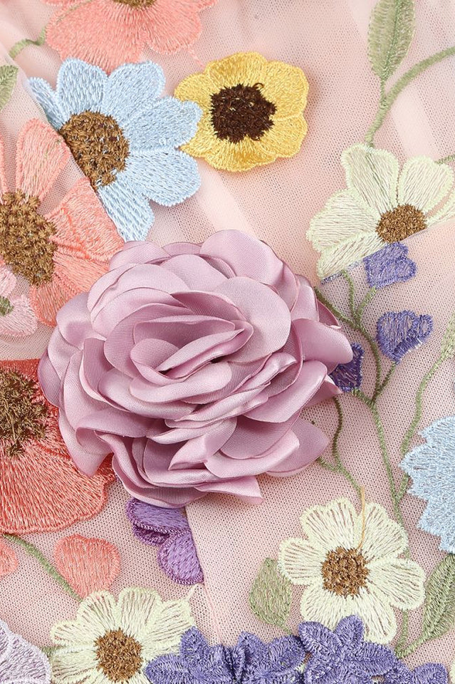 Floral 3D Embroidery Tube Mini Dress | Dress In Beauty