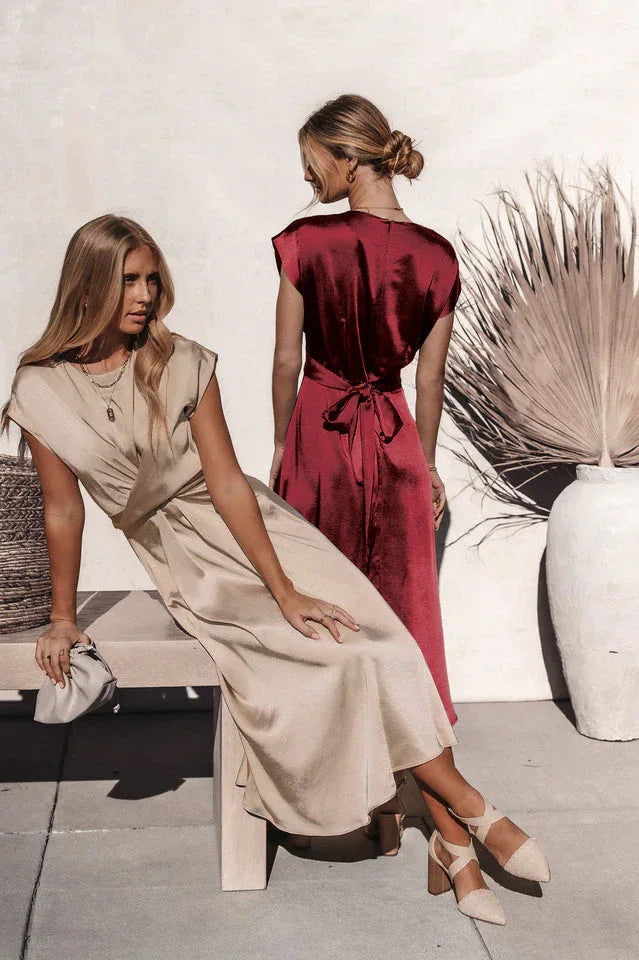 A-Line Satin Bridesmaid Dress - View 18 | WEUXS