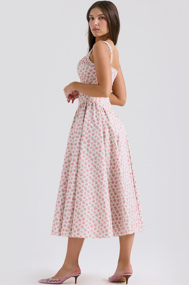 Dorothy White Rosebud Print Sundress | Dress In Beauty