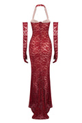 Marjorie Red Rose Lace Halter Maxi Dress | Dress In Beauty