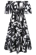 Printed Off Shoulder Balloon Sleeve Dress | Dress In Beauty