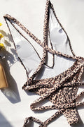 Leopard Criss Cross One Piece Swimwear - Dress In Beauty