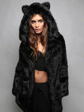 Wildcat Leopard Print Faux Fur Coat - WEUXS
