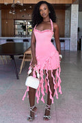 Ruffle Tassel Halter Bustier Mini Dress | Dress In Beauty