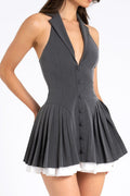 Hazel Preppy Halter Neck Pleated Mini Dress | Dress In Beauty