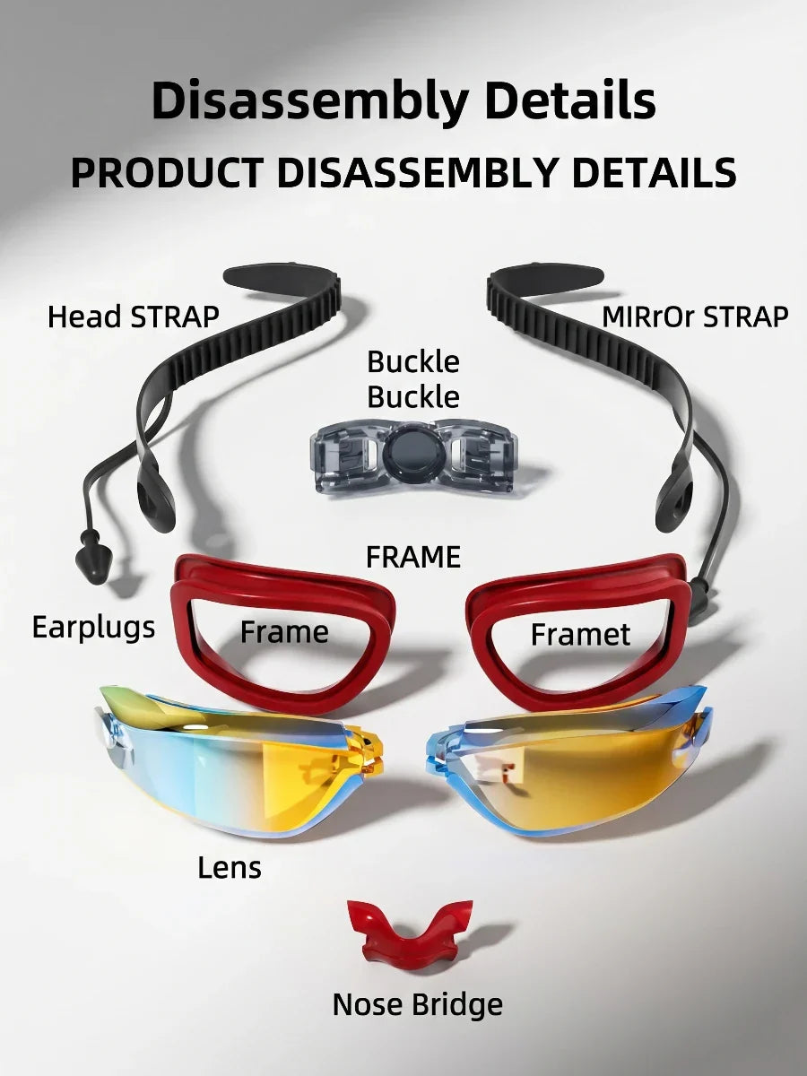 Adult anti-fog swimming goggles with adjustable strap and mirrored lenses - View 25 | WEUXS