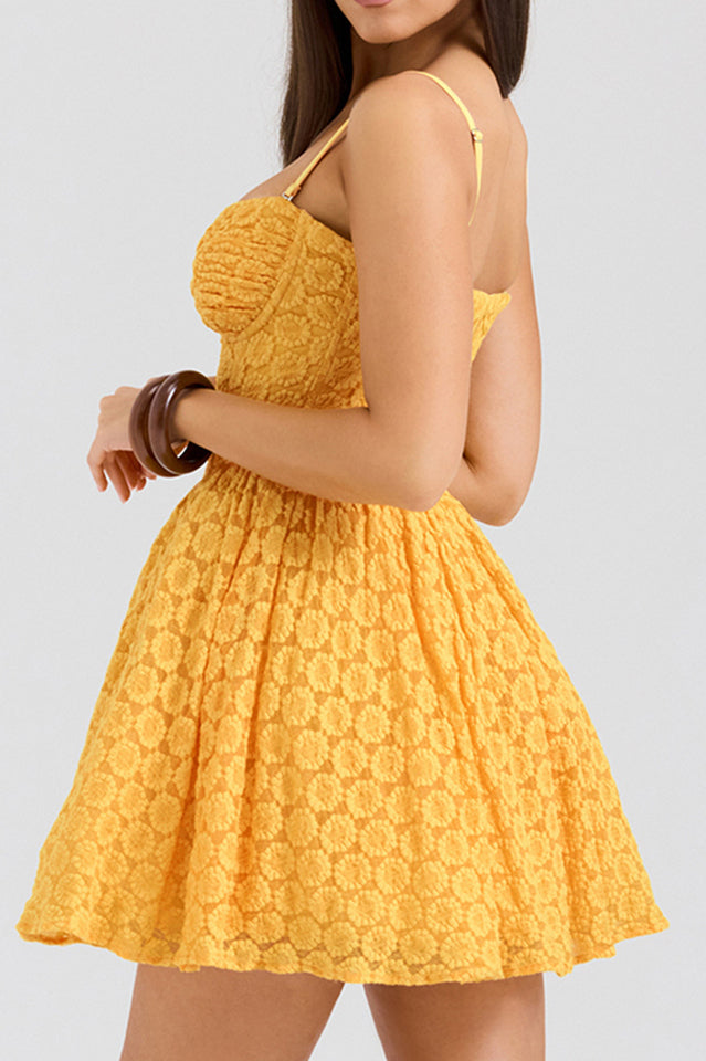 Carolina Apricot Lace Corset Mini Dress | Dress In Beauty