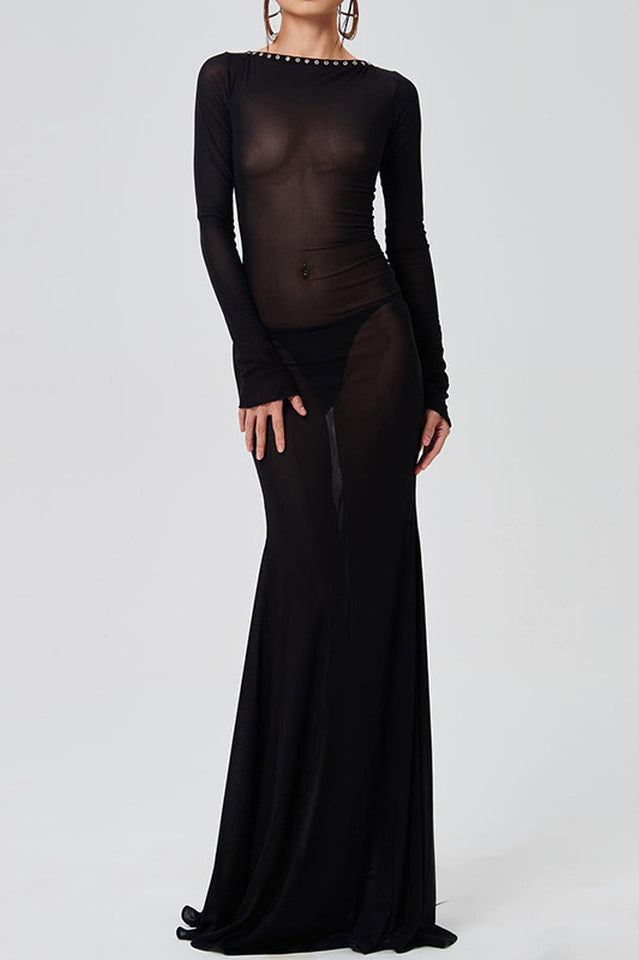 Sheer Backless Long Sleeve Dress | Dress In Beauty