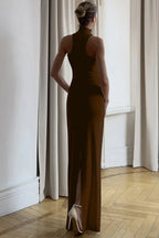 Beaded halter neck floor length dress - View 15 | WEUXS