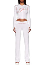 Zipper V-Neck Hoodie and Track Pant Set - View 17 | WEUXS