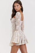 Vintage Cream Lace Belted Dress | Dress In Beauty