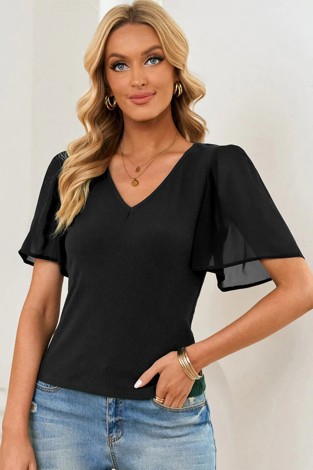 V-Neck Flutter Sleeve Top | Dress In Beauty