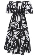 Printed Off Shoulder Balloon Sleeve Dress | Dress In Beauty
