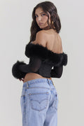 Black Faux Fur Trimmed Bustier | Dress In Beauty