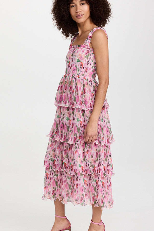 Floral Tiered Georgette Midi Dress | Dress In Beauty