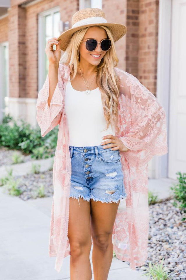 Hollow Out Lace Kimono Cover Up | Dress In Beauty