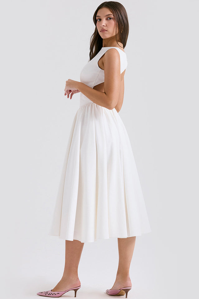 Cindy White Twill Midi Sundress | Dress In Beauty