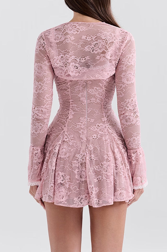 Alice Pink Lace Mini Dress | Dress In Beauty