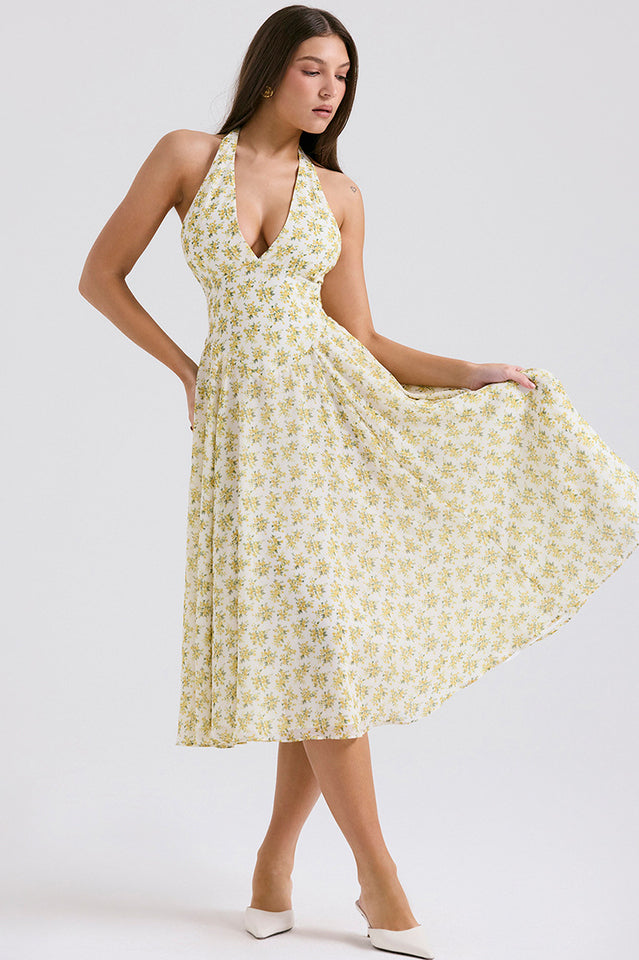 Solada Ivory Vintage Floral Print Sundress | Dress In Beauty