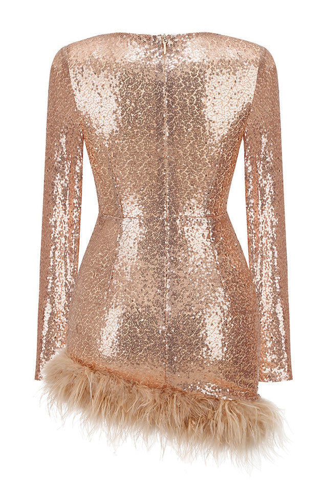 Daria Sequin Feather Mini Dress | Dress In Beauty