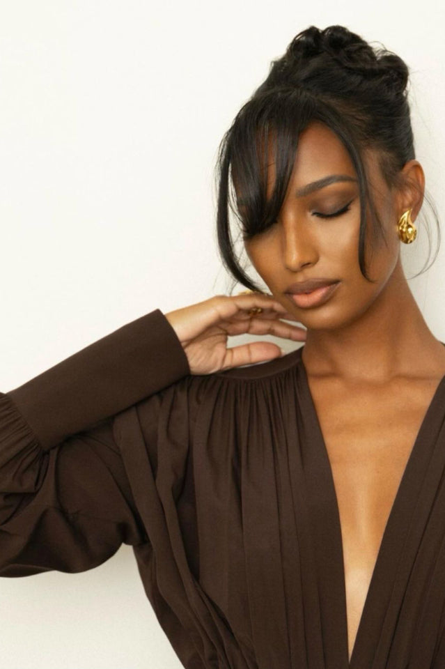 Rosey Tan Maxi Dress With Waist Belt | Dress In Beauty