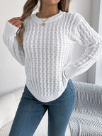 Cable Knit Crew Neck Sweater - View 15 | WEUXS