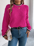 Khaki Textured Knit Crew Neck Sweater - View 16 | WEUXS