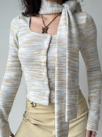 Marled Knit Cardigan & Scarf Set