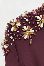 Embellished V-Neck Maxi Dress with long sleeves and crystal bead detailing - View 14 | WEUXS