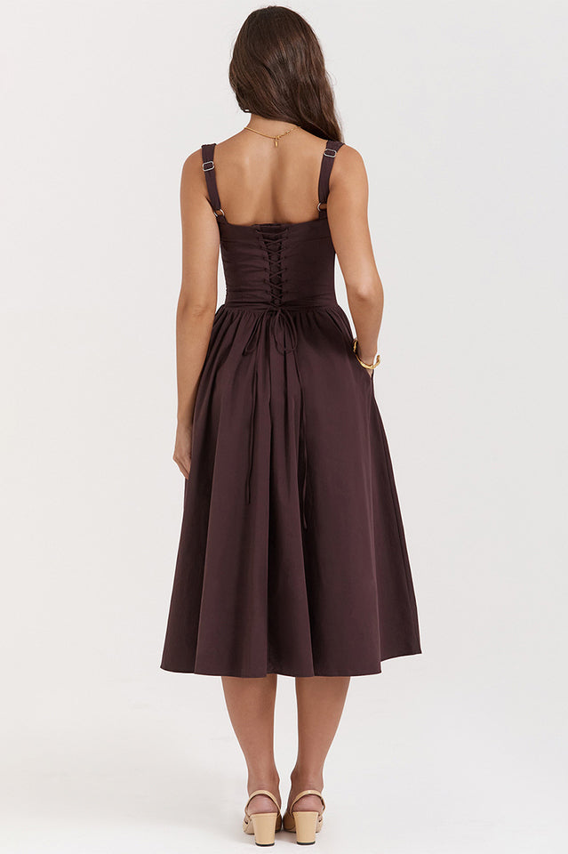 Rich Brown Midi Sundress | Dress In Beauty