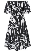Printed Off Shoulder Balloon Sleeve Dress | Dress In Beauty