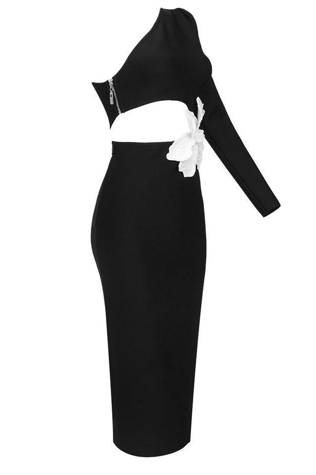 Angelica One-Shoulder Flower Appliqué Dress | Dress In Beauty