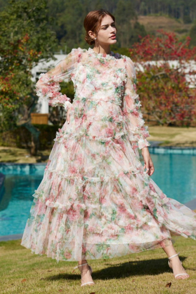 Aurora Floral Mesh Dress | Dress In Beauty