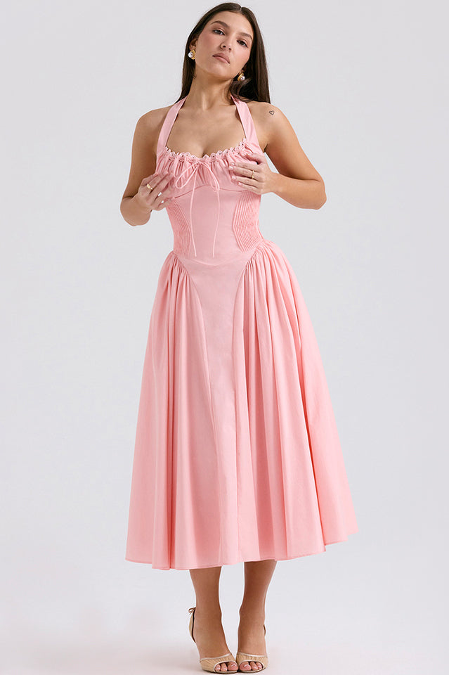 Adabella Cotton Halter Midi Sundress | Dress In Beauty