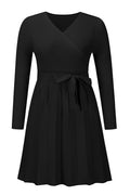 Surplice Neck Tie Front Pleated Sweater Dress | Dress In Beauty