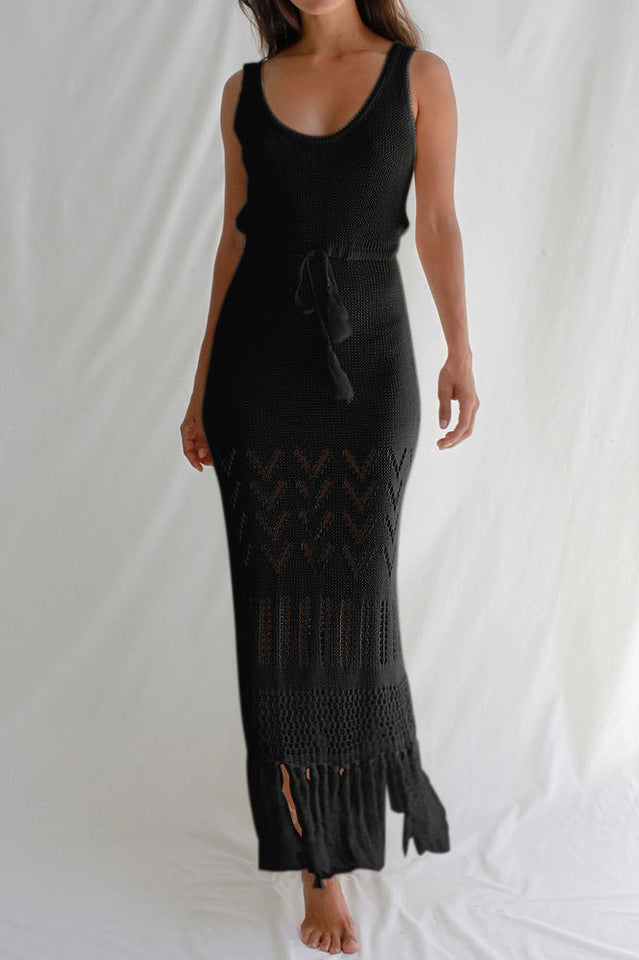 Tassel Hem Crochet Knit Cover Up Dress | Dress In Beauty