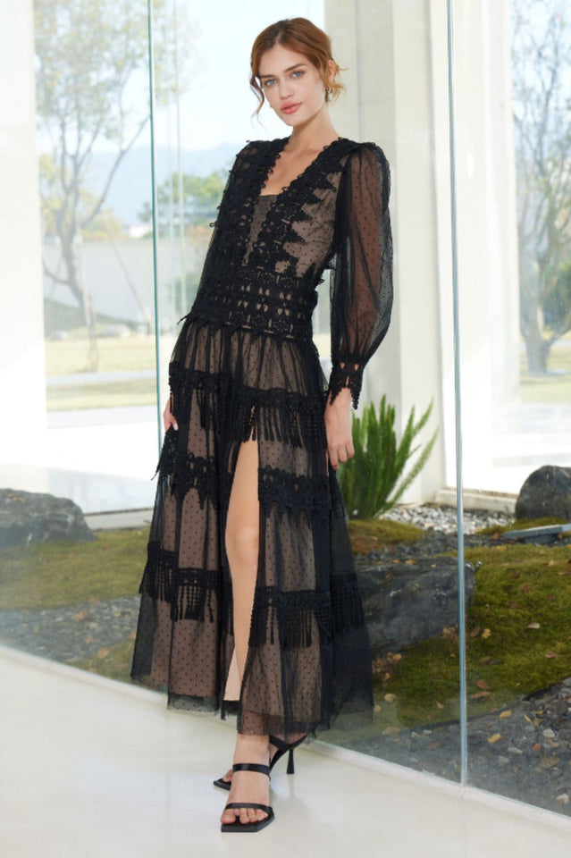 Murphy White Lace Mesh Maxi Dress | Dress In Beauty