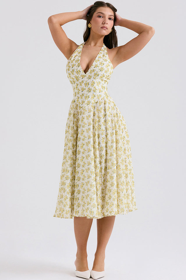 Solada Ivory Vintage Floral Print Sundress | Dress In Beauty