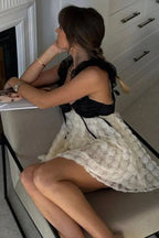 Ruffled strap lace mini dress - View 9 | WEUXS