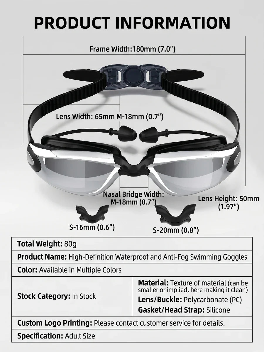 Adult anti-fog swimming goggles with adjustable strap and mirrored lenses - View 26 | WEUXS