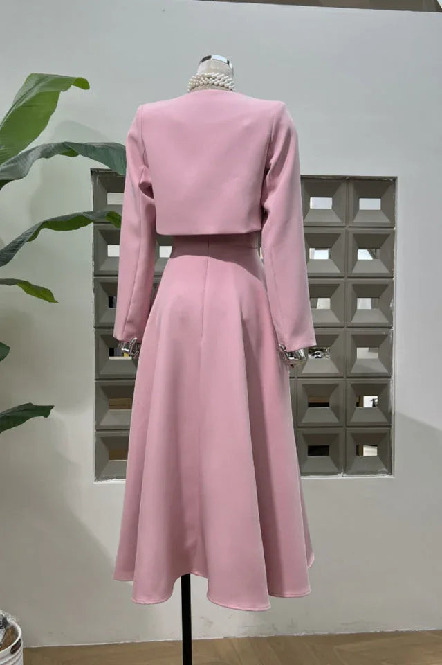 Women's Cropped Jacket Midi Dress Set - View 9 | WEUXS