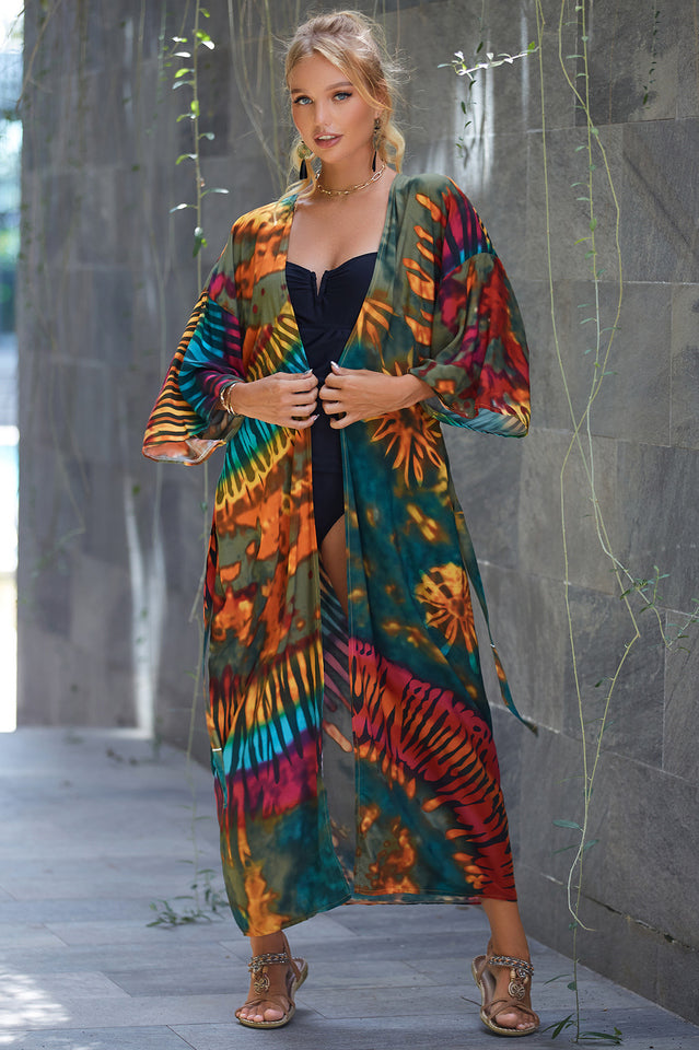 Tie Dye Belt Kimono Blouse (15 Colors) | Dress In Beauty