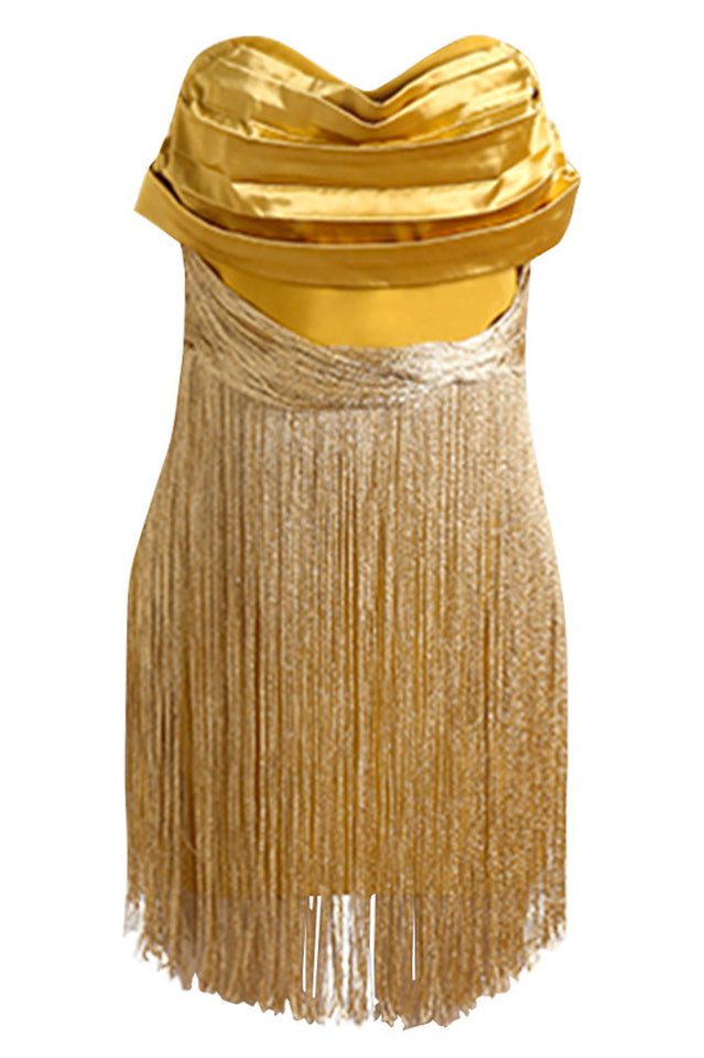 Yellow Ruffles Silk Tassel Trim Dress | Dress In Beauty